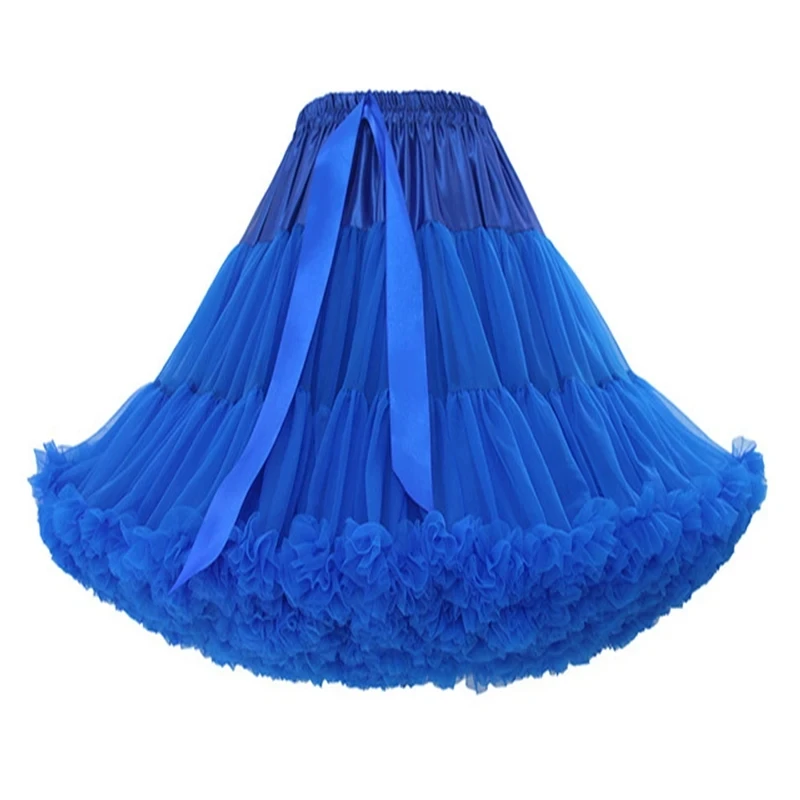 Women Tutu Skirt 3-Layered Elastic Waist Knee Length Puffy Tulle Skirt Petticoat Crinoline Princess Ballet Dance Rockabilly Slip