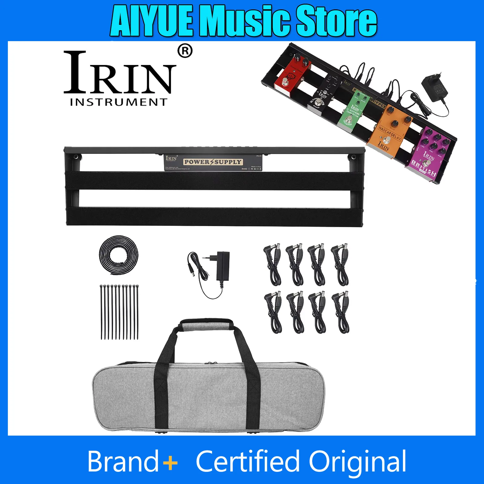 

IRIN PR-01 Guitar Effect Pedal Board Power Supply Pedalboard Aluminum Alloy Portable Guitar Pedalboard 9V/12V/18V Power Supply