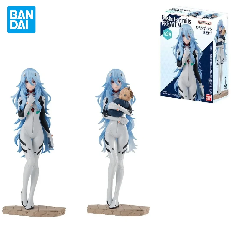 In Stock Original Bandai EVANGELION Anime Figure Ayanami Rei Shokugan Long Hair Anime Figure Model PVC Toys Collection Boy Gifts