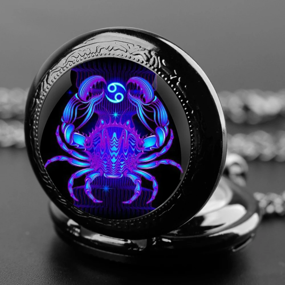 [Cancer Guardian] Glass patch quartz pocket watch - Cancer design, rich in emotion, suitable for both gift giving and personal u