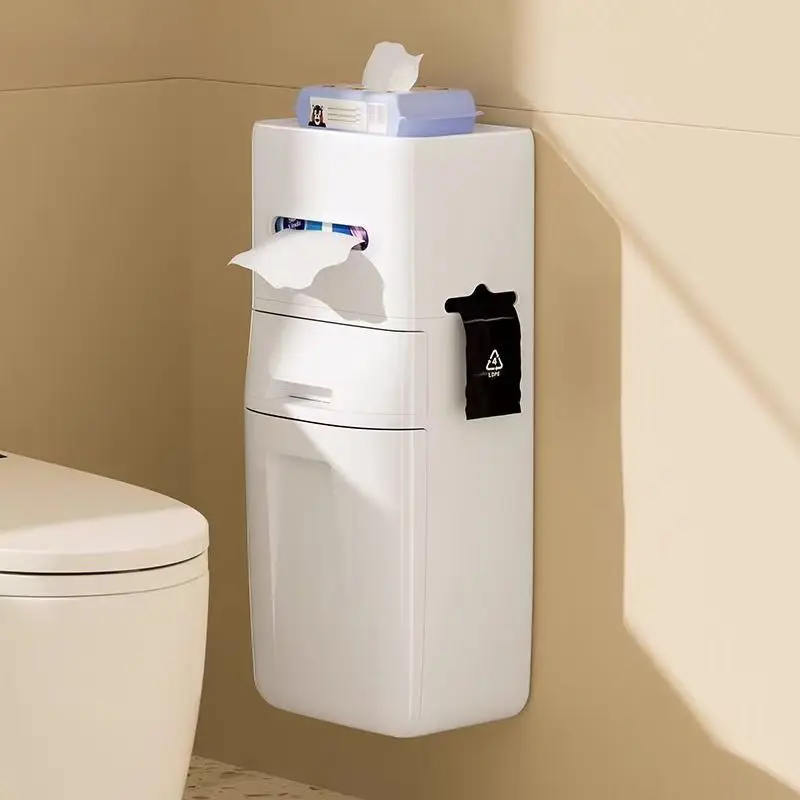 Wall-Mounted Trash Can New Bathroom Trash Can Household Toilet Hanging Rack
