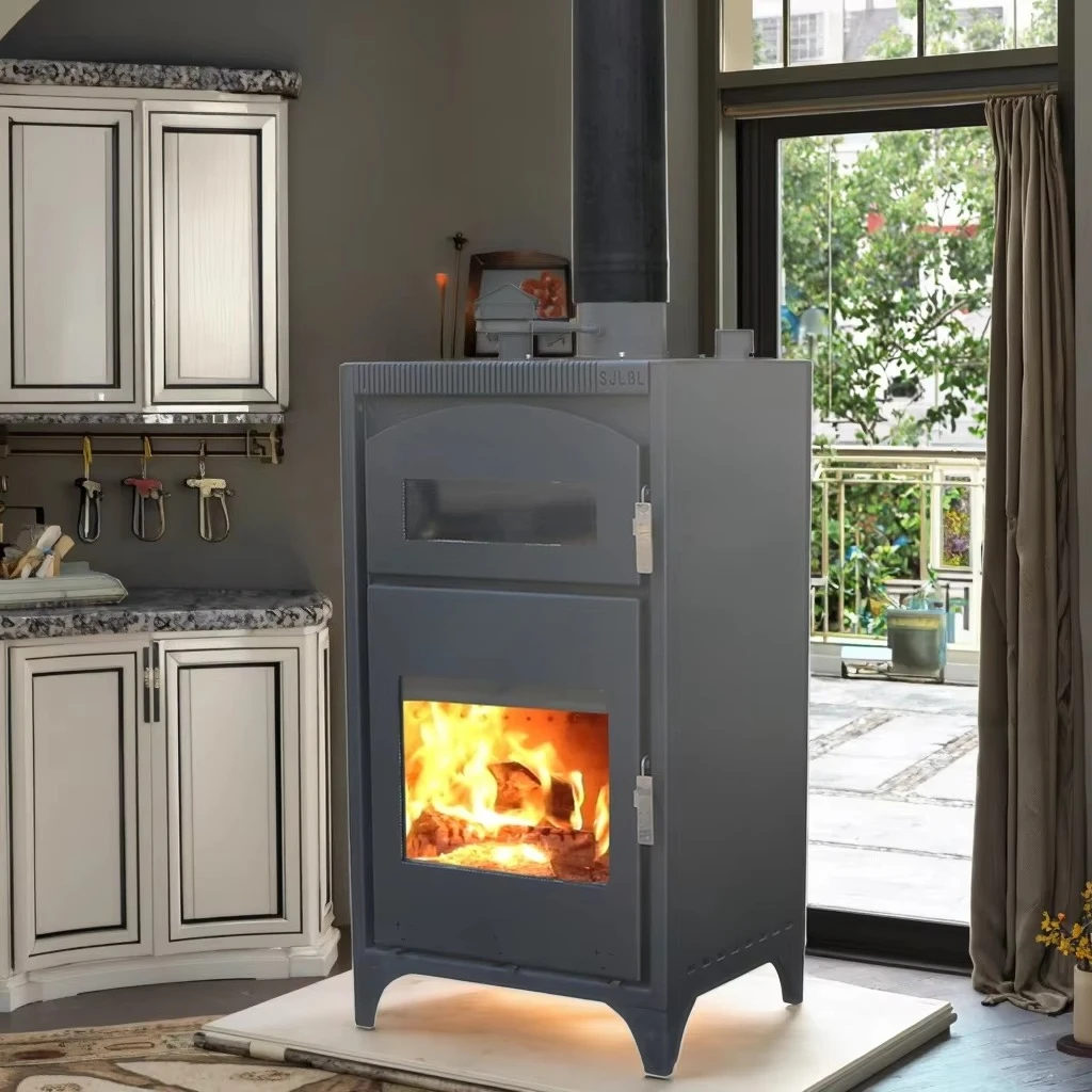 Oven Type Modern Freestanding Real Fire Wood Burning Fireplace for Living Room Kitchen Outdoor Dining Hotel Villa Apartment