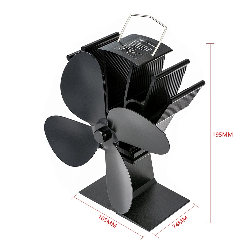 4 Blade Heat Powered Stove Fan Log Wood Burner Eco Friendly Quiet Fireplace Fan Winter Warm Home Efficient Heat Distribution