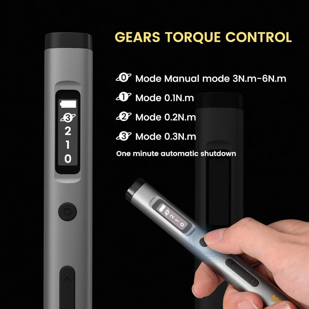 Mini conjunto de chave de fenda elétrica 3.7V, chave de fenda elétrica de precisão sem fio 80-em-1, 4 configurações de torque, 60 pontas de metal S2, ímã