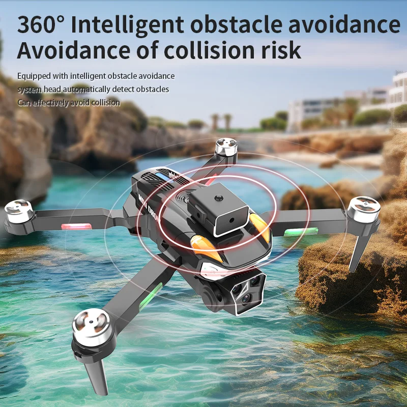 Dron con posicionamiento GPS sin escobillas, cuadricóptero con triple cámara para evitar obstáculos, lente ESC con pantalla LCD, control remoto, QN608s