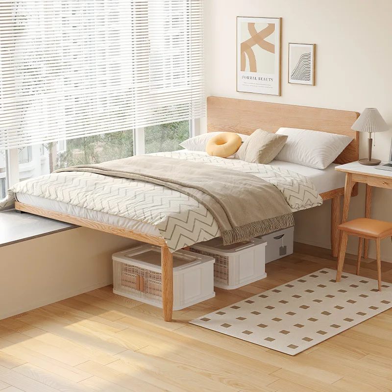 Solid wood bed bay window splicing bed ash wood thin bedside bed small apartment space saving window sill extension connecting