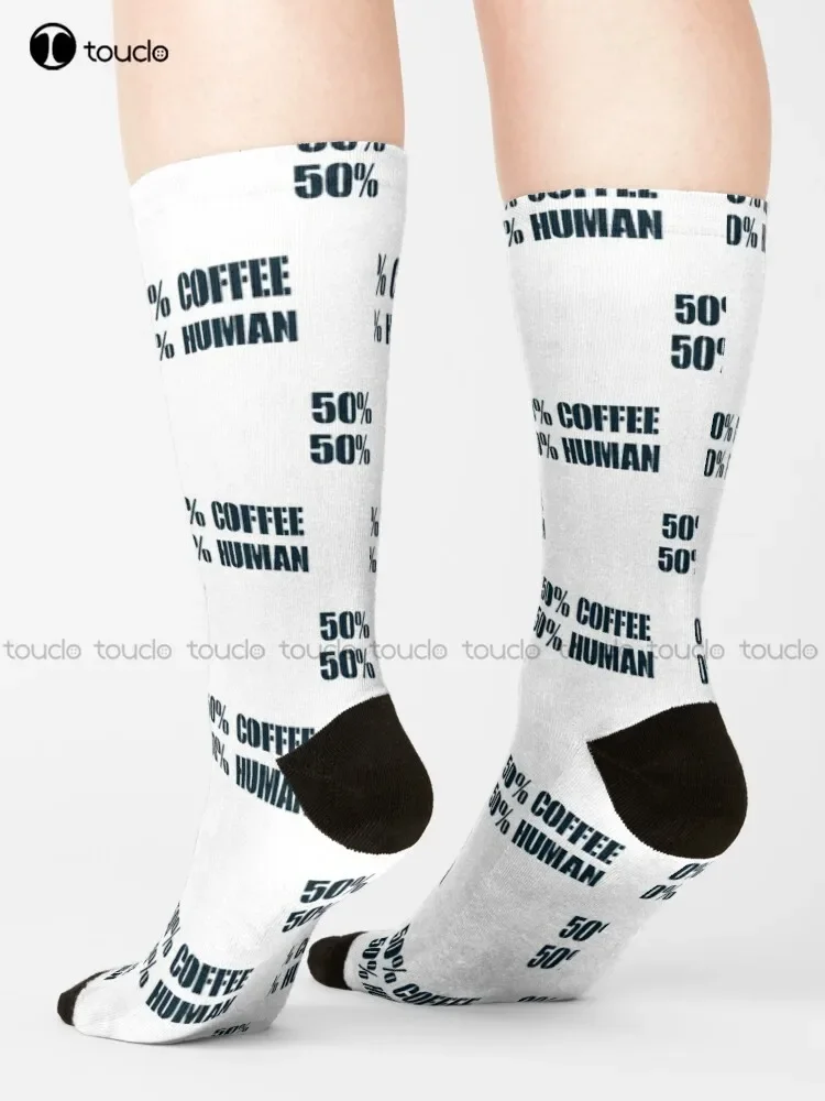 50% Coffee 50% Human Socks Womens Running Socks 360° Digital Print Unisex Adult Teen Youth Socks Personalized Custom Gift