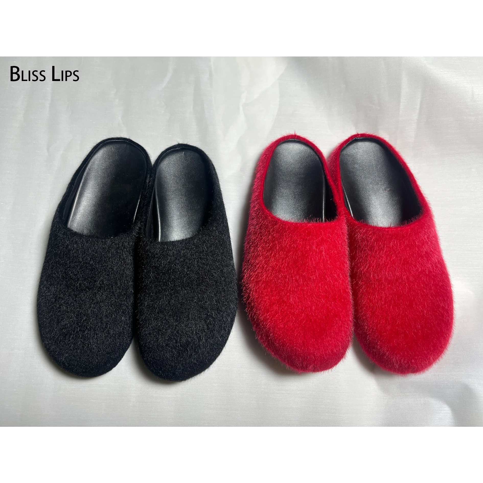 2024 Faux Leather Fur Slippers Women Mule Runway Flats Thick Sole Leisure Luxury Designe Horsehair Shoes Slides