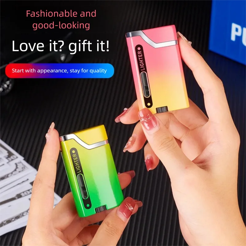 Visual air windproof electronic personalized high-end gift boyfriend trendy metal blue flame direct charging inflatable lighter