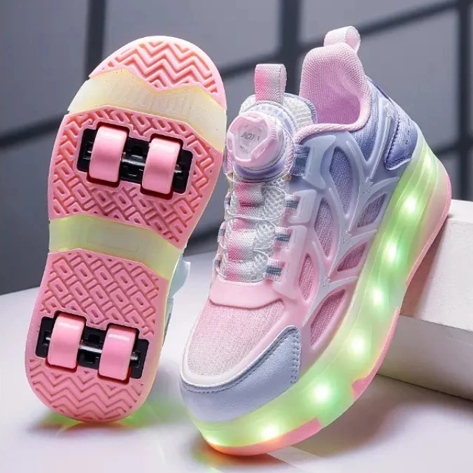 

Invisible Four-Wheel Adjustable Roller Skates Lighting up Walking Shoes Children's Skate Shoes Bright LED Lighted kids sneakers
