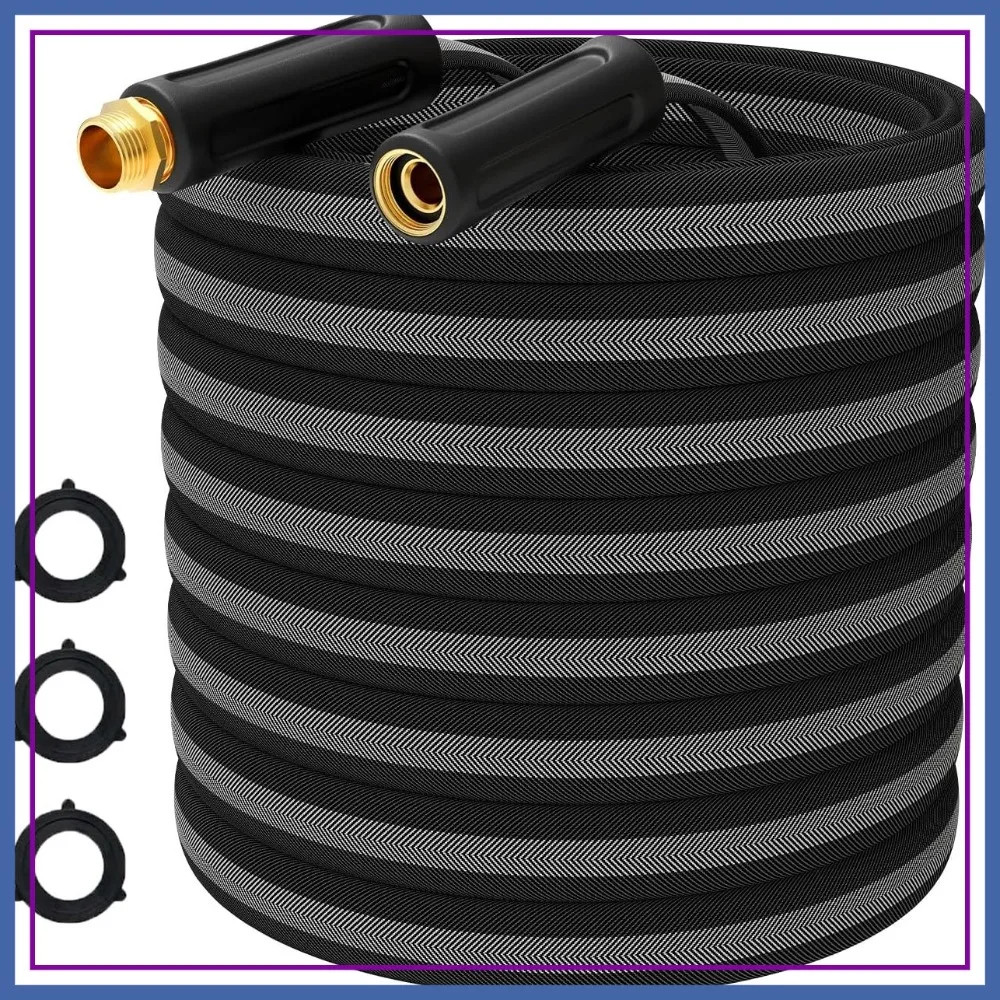 

100FT Garden Hose, 2026 Upgraded Fabric Non-Expanding, Ultra Lightweight Flexible, Burst-Resistant Kink-Free 700 PSI for Yard, RV, 3/4GHT, Black-Gray
