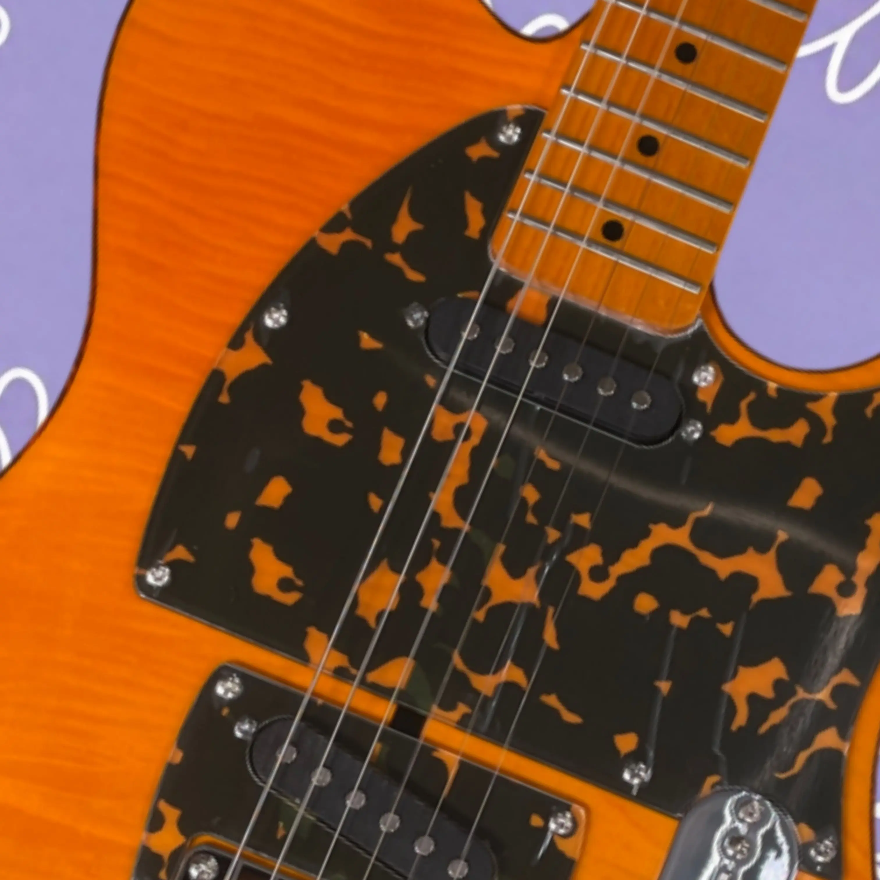 Vintage 6 String Solid Body Electric Guitar, Flame Amber Finish Guitars, Perfect for Stage & Instrument Collectors Guitarra