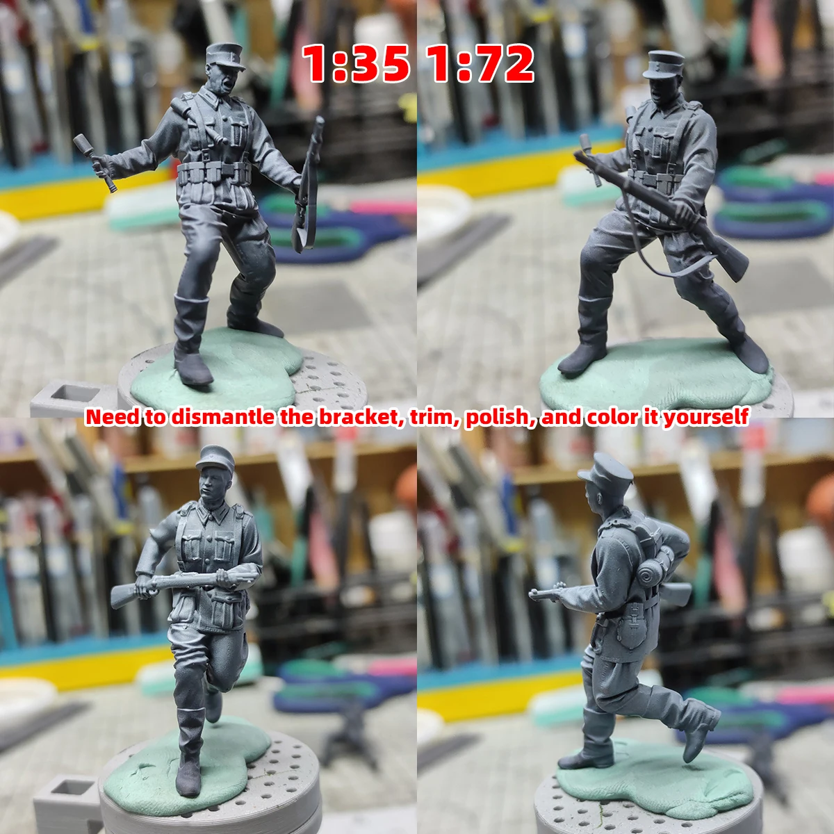 Maßstabsgetreuer Miniaturmodellbausatz: Kampf- und gefallene deutsche Soldaten und Offiziere Figuren Militär 7-teiliges Set 1939–1945 1/35 1/48 1/72 – Detail 1