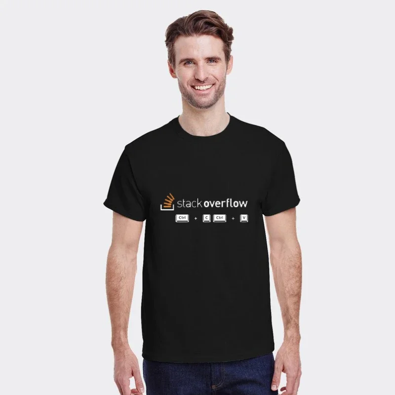 CTRL C+V T-Shirt Programmer Personality Frontend Backend T-shirt Senior Developer Skills Stackoverflow Geek Coder Tops Loose Tee