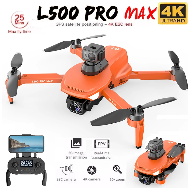 

L500 PRO MAX GPS Drone 4K Profesional HD Dual Camera Brushless 5G WIFI FPV Quadcopter RC Distance 1.2KM VS L900 Pro SE MAX Drone