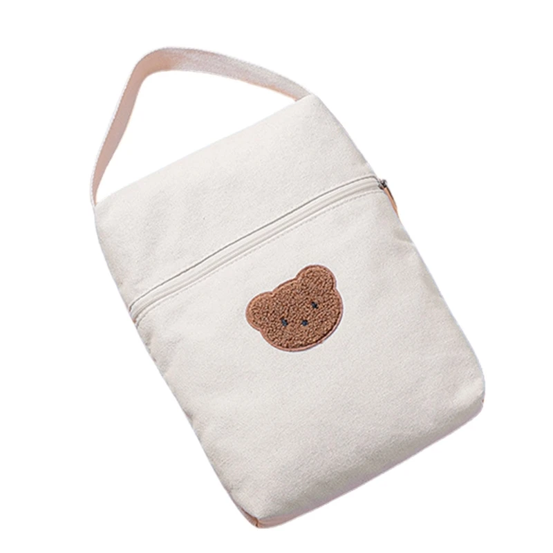 F19f bolsa fraldas bebê com urso desenho animado, resistente desgaste, bolsa mãe, capa portátil