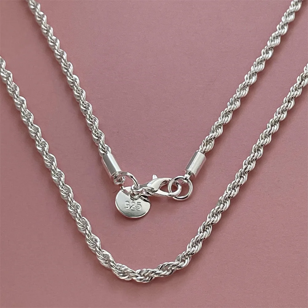 1 Pcs 925 Sterling Silver Width 2/3/4MM Rope Chain Necklace For Men Women Men Fashion Chain Necklace