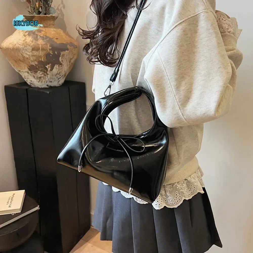 

Fashion PU Leather Bowknot Handbag Korean Style Sweet Single Shoulder Bag Casual Crossbody Bow Wrist Bag Girls