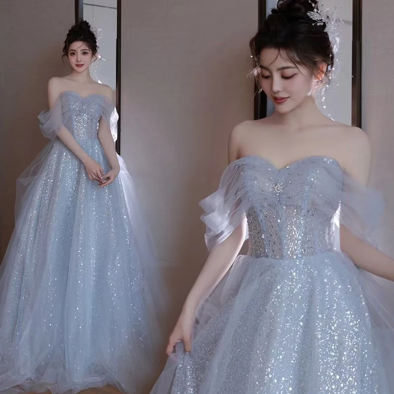 

Вечернее платье Ele для женщин, лето 2023, новогодний бал для конференций, легкий роскошный маленький известный корейский сле