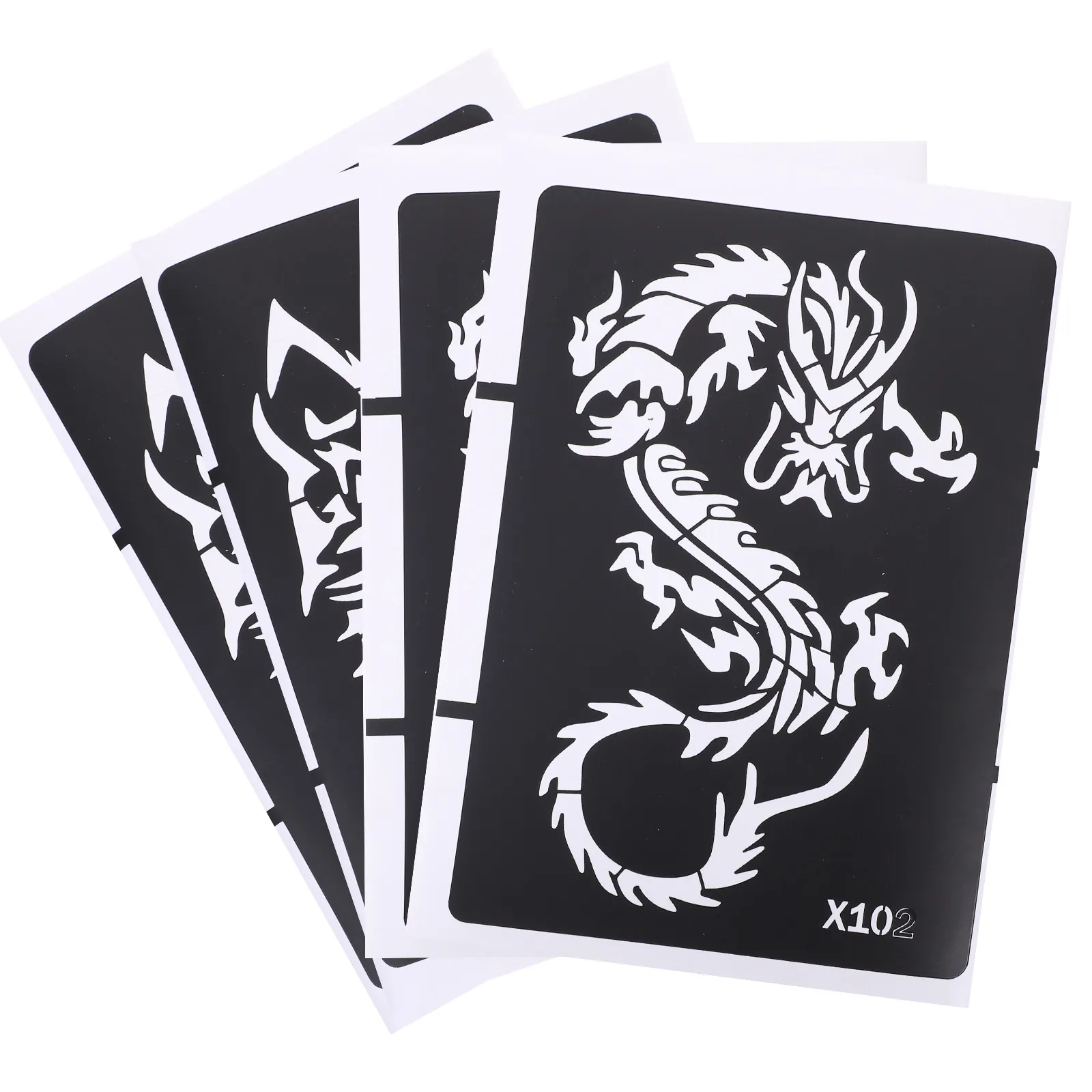 4 Plantillas de Estarcido para Tatuajes de Aerógrafo con Purpurina, Material Ecológico, para Espalda, Piernas, Pecho, Cuello, Muslos