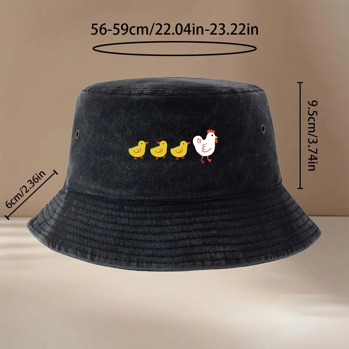 Fisherman Hat with Hen and Chick Pattern, Simple Bucket Hat, Comfortable Casual Hat for Men and Women, High-quality Fishing Hat,