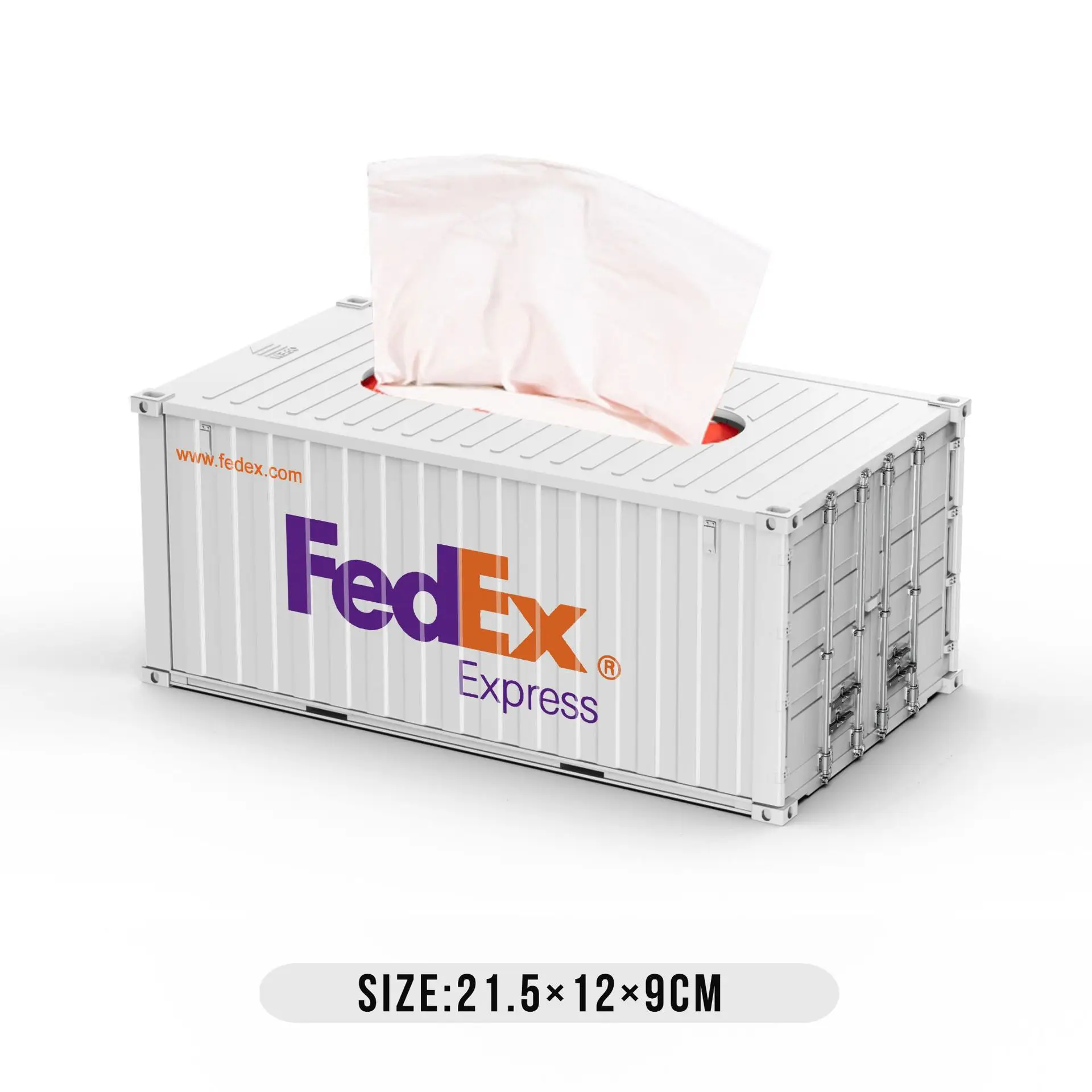 

1:28 Scale Container Truck Model - Custom Logo Creative Gift with Storage, Realistic Die-Cast Metal Tissue Box for Office/Home