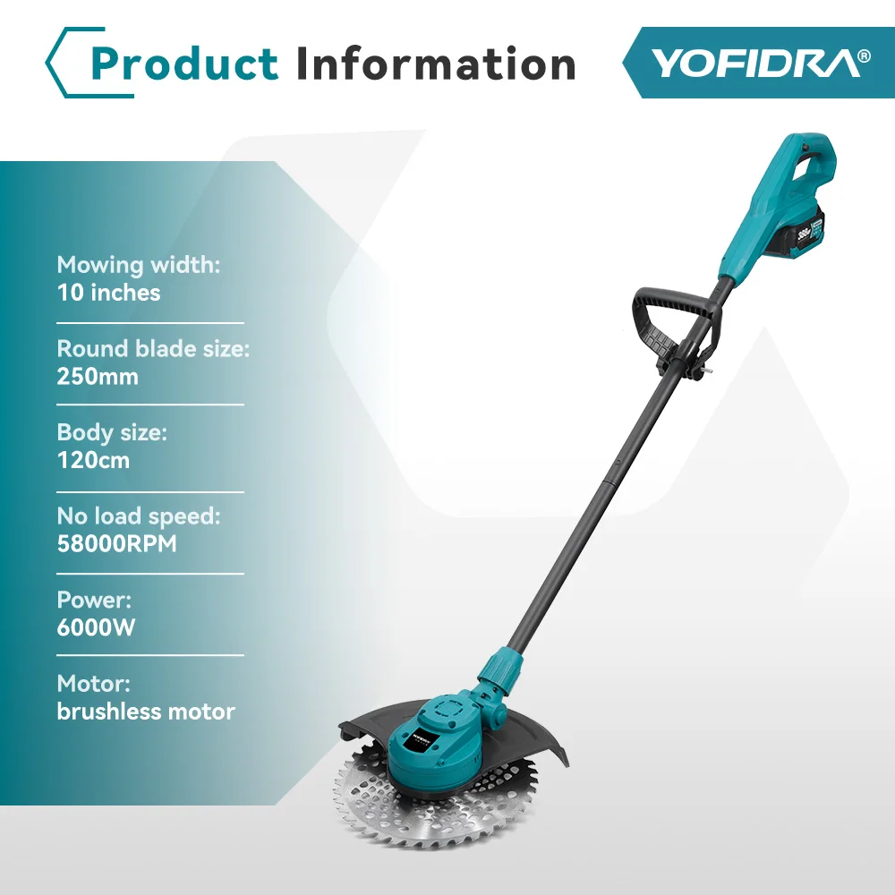Yofidra 12000RPM Electric Folding Lawn Mower Cordless Length Adjustable Handheld Garden Power Tools For Makita 18V Battery