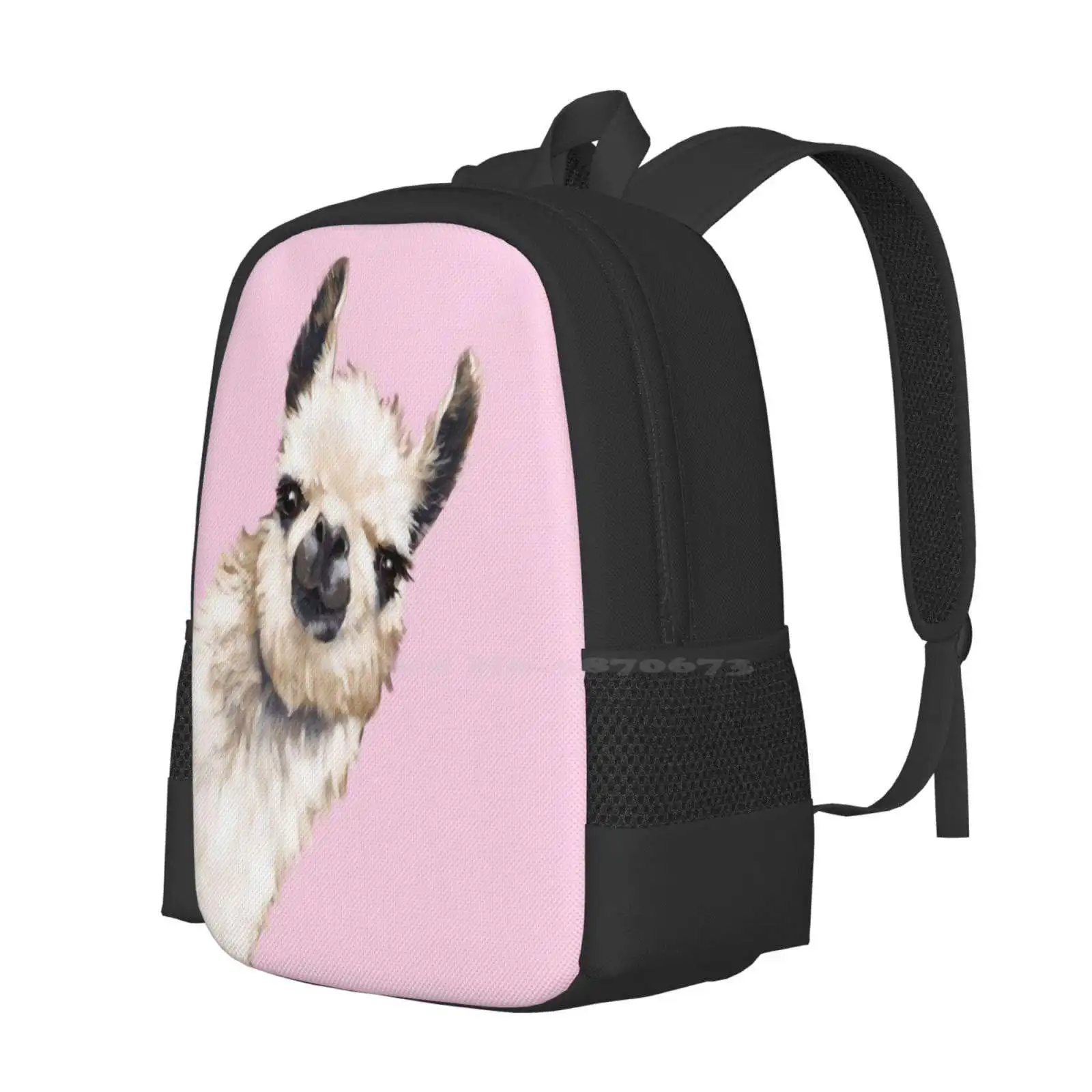 Sneaky Llama Pattern Design Bag Student'S Backpack Lama Pet Zoo Big Nose Work Adorabel Animals Farm Alpaca Cute Lovely Drama