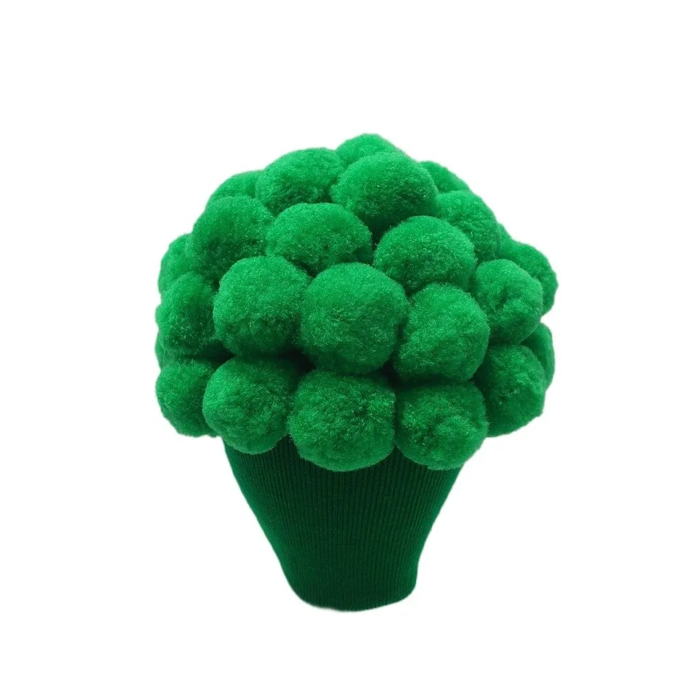 Knitted Broccoli Hat Warm Lining Pompom Decoration Vegetable Beanie Cap Coldproof Brimless Novelty Headgear Cosplay Events