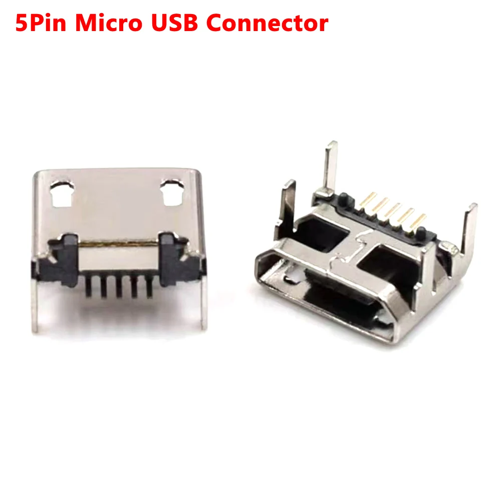 

20pcs Micro USB Connector B Type Female Jack 5Pin long ping 4 feet DIP Straight mouth For PCB Smart Machine Interface Connector