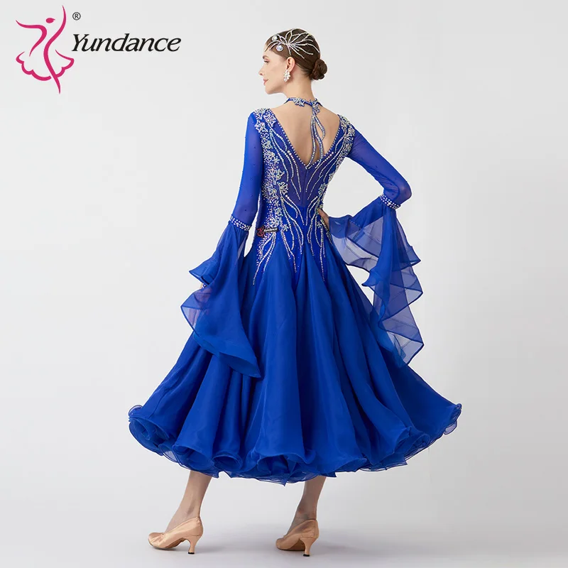 B-23181 New Women Modern Dance Rhinestone Color Diversity Dress Ballroom National Standard Waltz Competition Performance