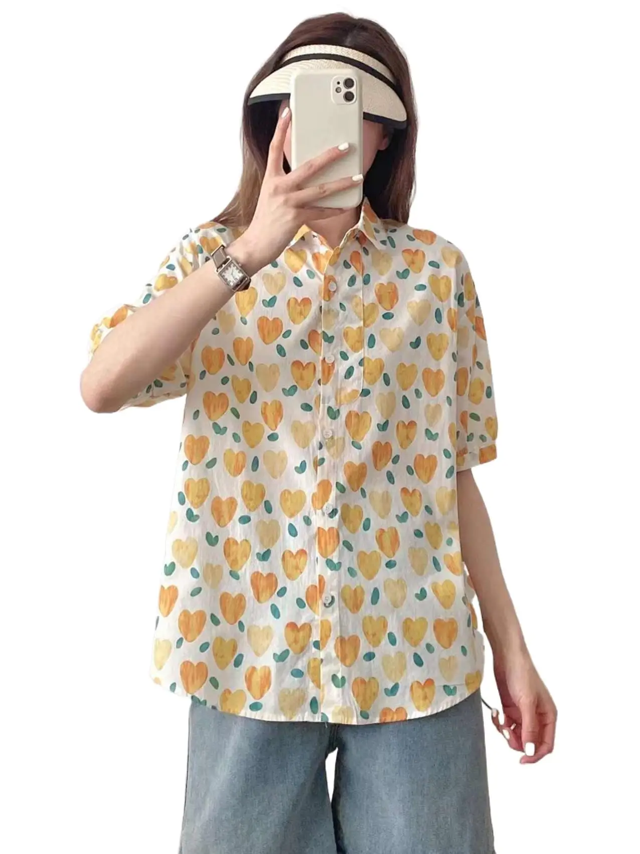 

Летняя Новинка, хлопковая винтажная рубашка с отворотом, Женская Удобная Повседневная пляжная рубашка Y2K с полурукавами, пальто, верхняя одежда