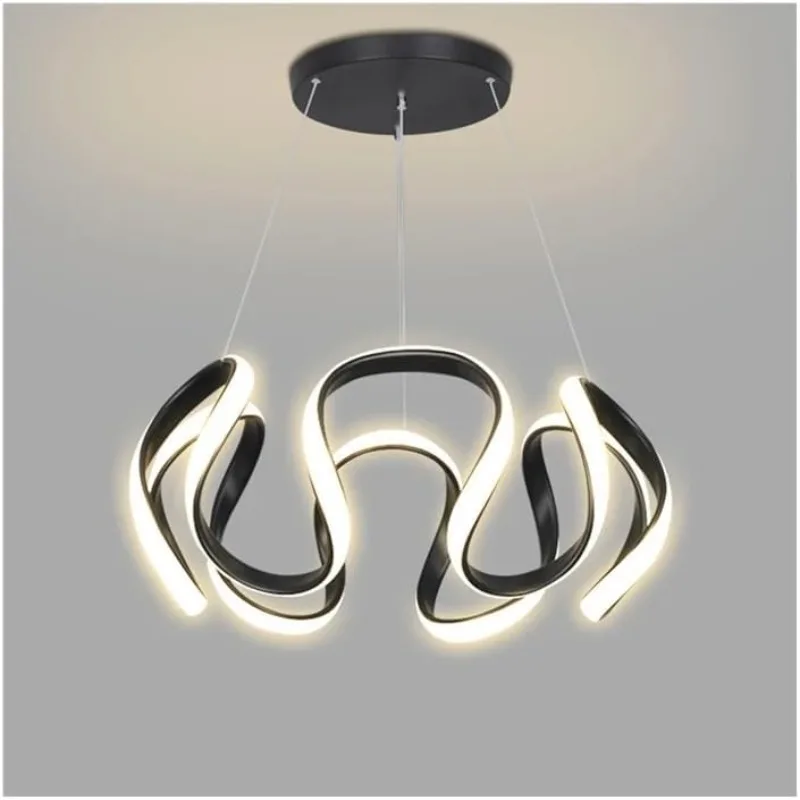 Modern Pendant Light Black/Gold Dimmable Chandelier Irregular Design LED Hanging Lamp for Living Room Bedroom Dining Room
