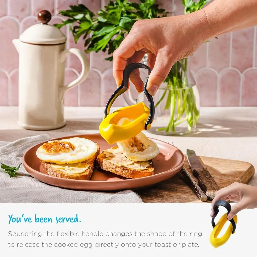 3-in-1 Flips Fried Egg Mold Creative Easy to Make Cooking Gadgets Egg Tools DIY with handle No-Leak Egg Ring for Breakfast