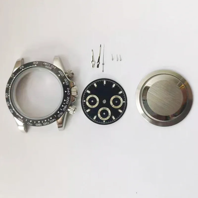 Alternative Daytona 304 steel black steel ring 40MM six-hand quartz case dial hand set is suitable for VK63 machine