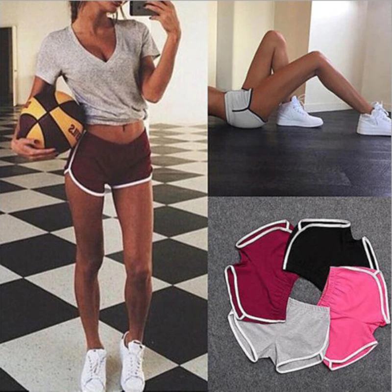 Três quartos de shorts esportivos para mulheres, moda casual, calça de praia de ioga, cor doce, verão, 2024