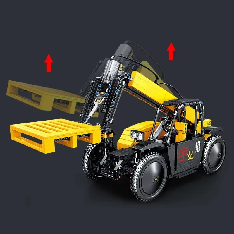 MOC 22008 carretilla elevadora técnica eléctrica RC camión de ingeniería mecánico 1:17 modelo de bloques de construcción rompecabezas DIY juguete chico regalo de Navidad