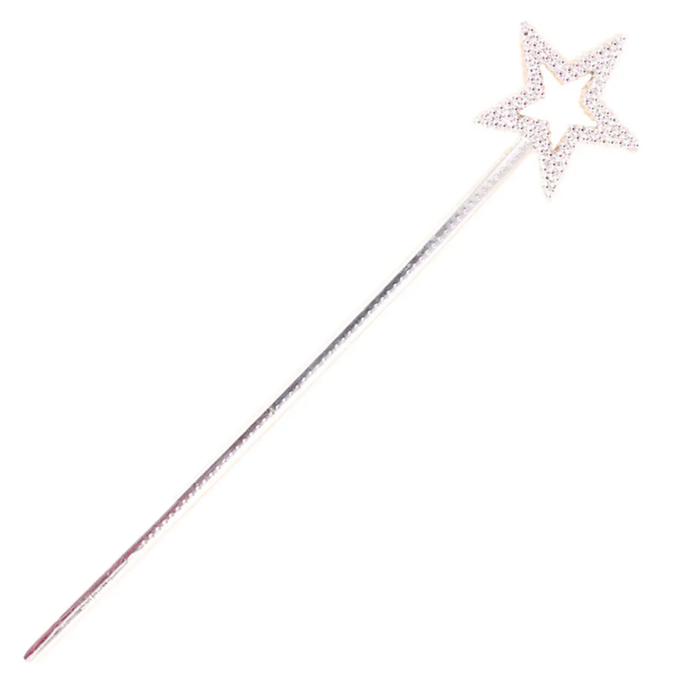 6 Pcs Electroplating Pentagram Wands for Magical Fairy Cosplay Party and Shine with Silver Angel Wands