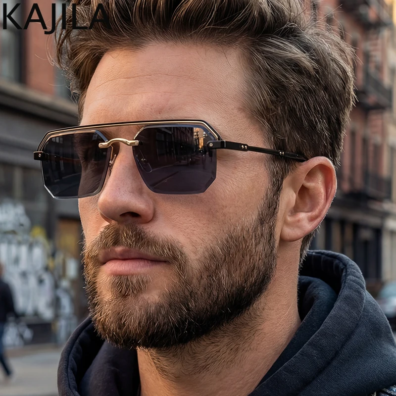 

Steampunk Square Rimless Sunglasses Men 2026 Luxury Brand Vintage Rectangle Frameless Punk Sun Glasses For Male Fashion Shades