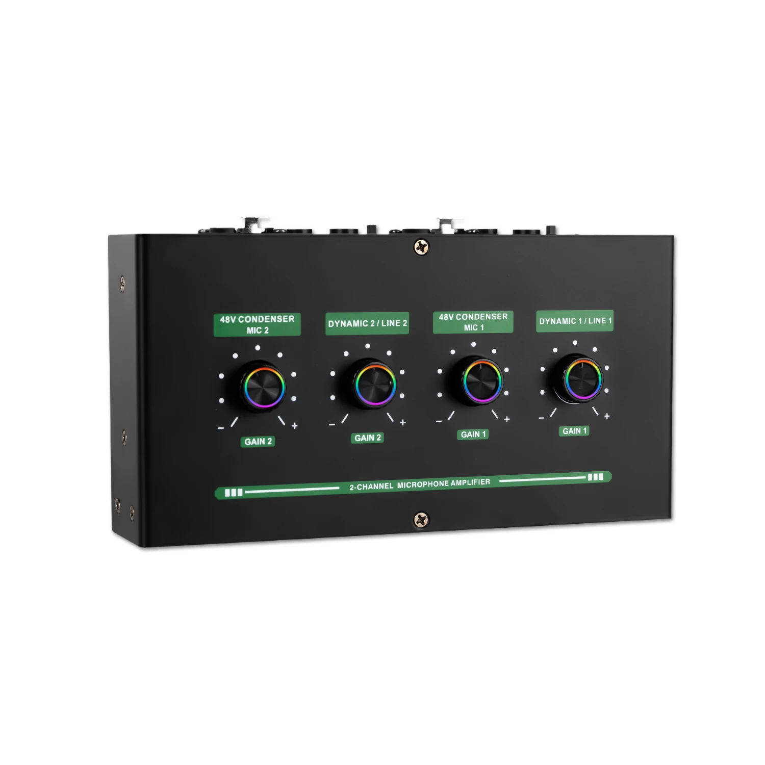 

Two-way Microphone Amplifier Dynamic Condenser Microphone Instrument Universal 48V Phantom Dual-power Microphone Preamplifier