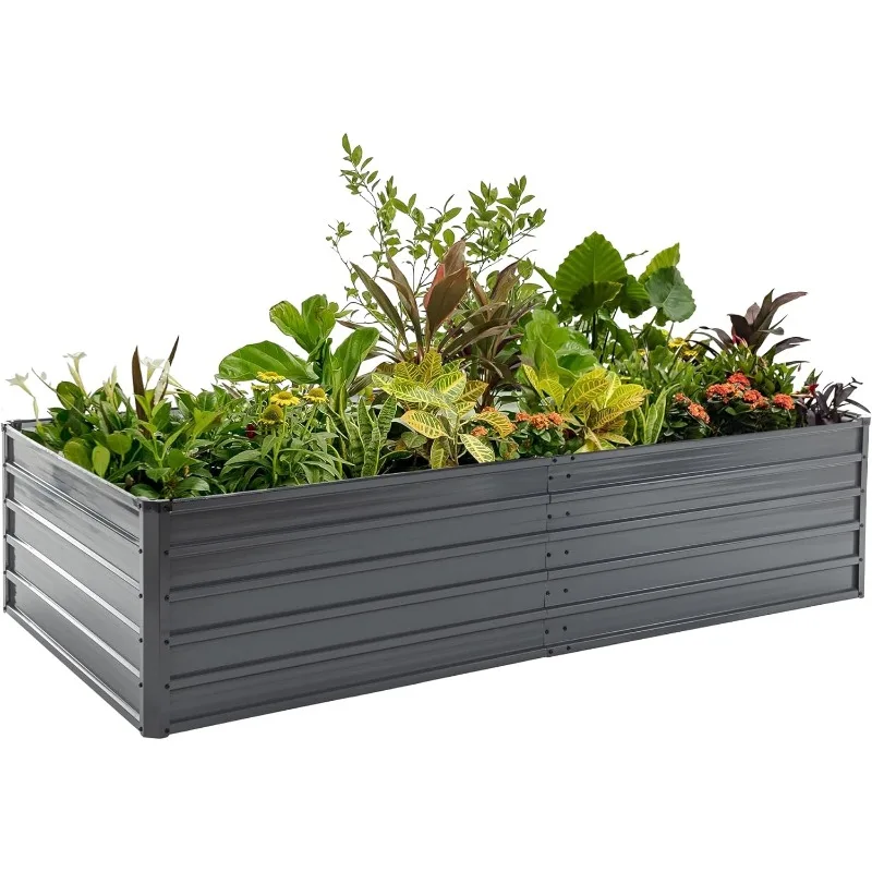 

Raised Garden Bed Outdoor Planter Box Galvanized Steel Garden Bed Kit for Vegetables, Flowers, Herbs and Succulents (8x4x2ft)