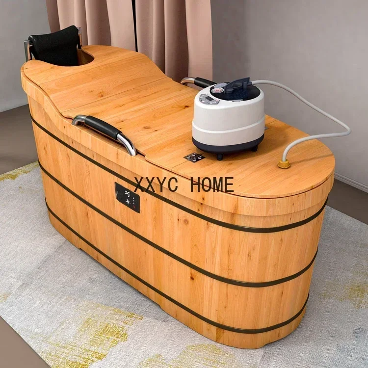 

Cedar wood bath bucket for adults, full body, household use, thick solid wood, large-sized sweat steaming for bathing