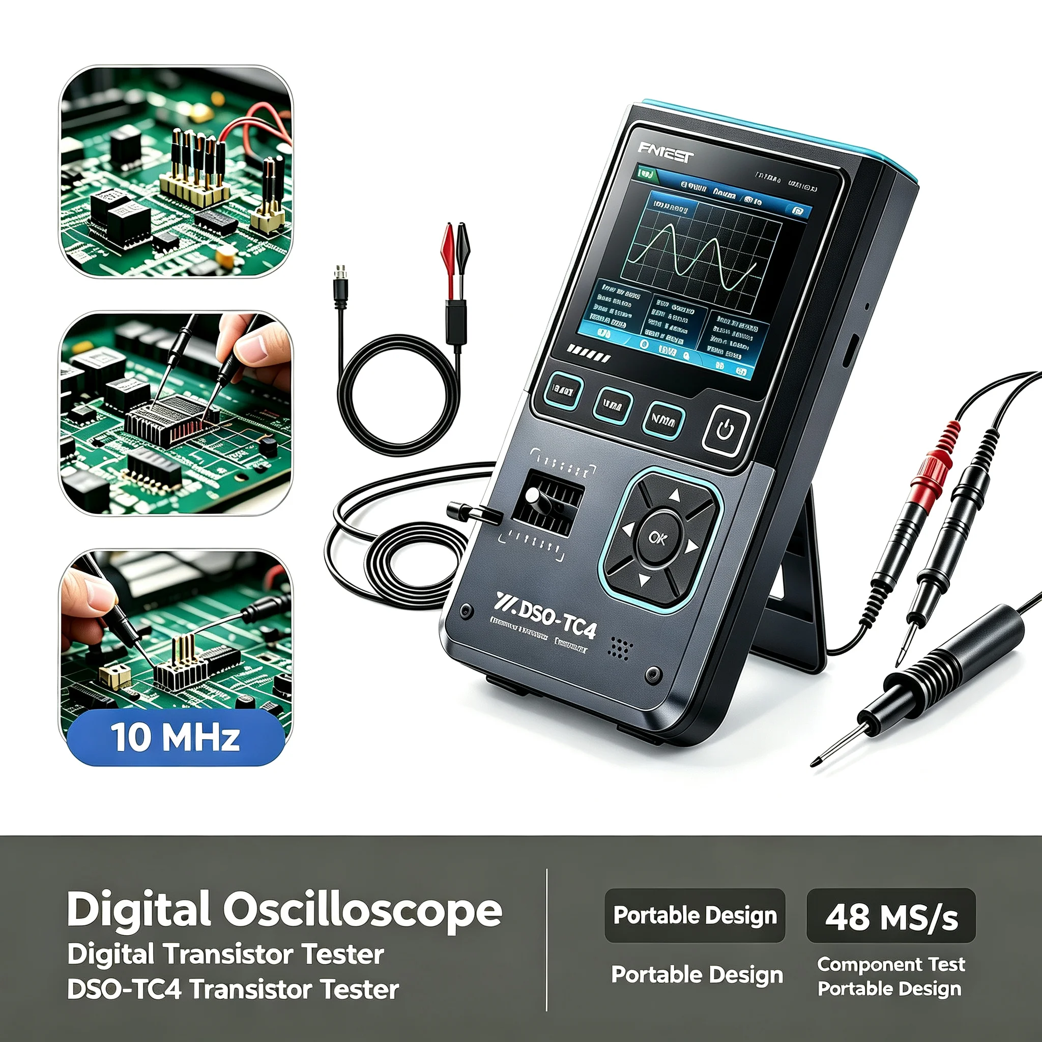 FNIRSI DSO-TC4 3-in-1 Transistor Tester Oscilloscope Signal Generator 10MHz 48MSa/s 2.8