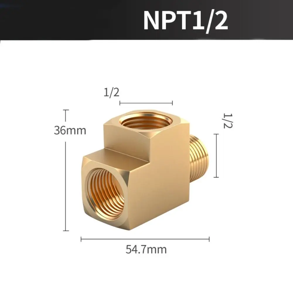 Professional Brass NPT Fitting High Pressure Durable Splitter Tee Corrosion Resistant Plumbing Connector Water Plumbing