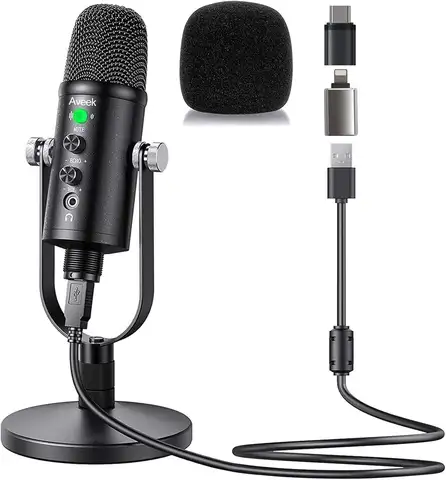 Mercase USB Microphone,Condenser Microphone for Phone,Computer,PS4 and PS5,with Quick Mute,Plug & Play,Cardioid Pickup,Recording
