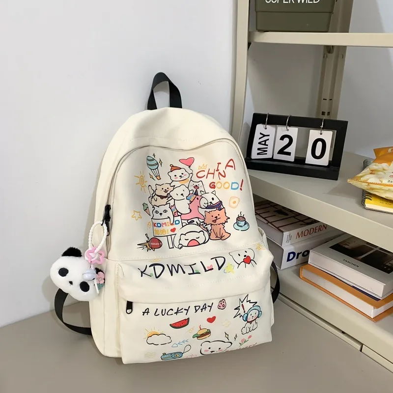 حقيبة ظهر نسائية جرافيتي لطيفة على الموضة كرتونية حقائب ظهر كاجوال من النايلون للطالبات كاواي خفيفة الوزن حقائب نسائية فاخرة