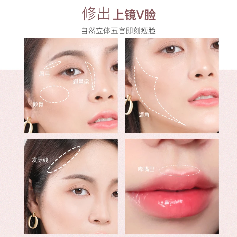 عصا كونتور مزدوجة الرأس تدوم طويلاً مقاومة للماء بلمسة نهائية غير لامعة، قلم تحديد برونزي لمكياج الوجه