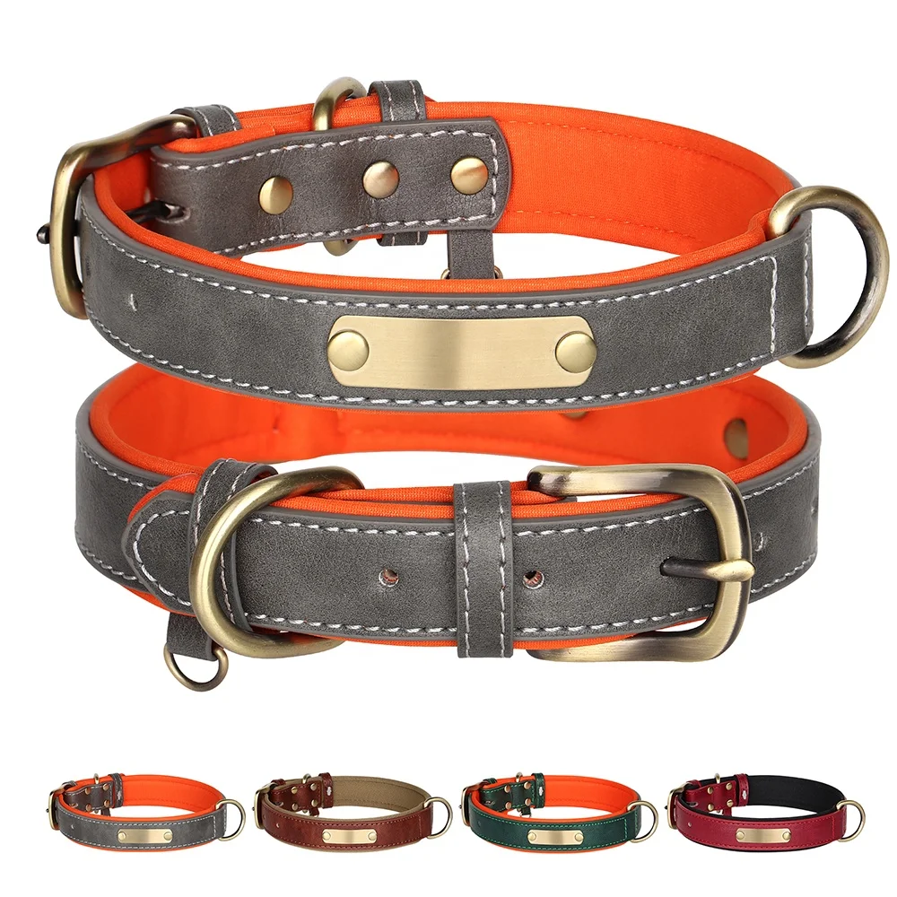 

Beirui Pet Dog Collar High Quality Manufacture Fashionable Leather Comfortable Padded Durable No Pull Pet Accessories