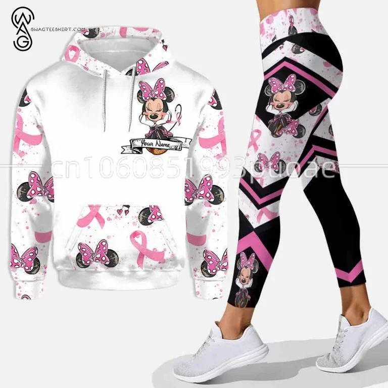 Custom Name Minnie Mouse 3D Hoodie Leggings Set Women\'s Disney Mickey Yoga Pants Sweatpants Fashion Casual Leggings Track Suit