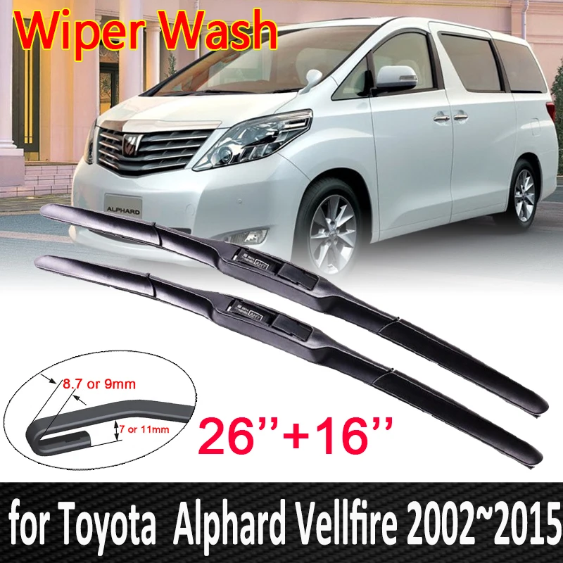 Автомобильная щетка стеклоочистителя для Toyota Alphard Vellfire 10 20 AH10 AH20 2002 ~ 2015, стеклоочистители переднего ветрового стекла, автомобильные товары 2009 2010